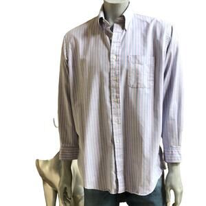 L.L. Bean Striped Cotton Blend Pink Blue Button Down Shirt Men's Size XL 17-33
